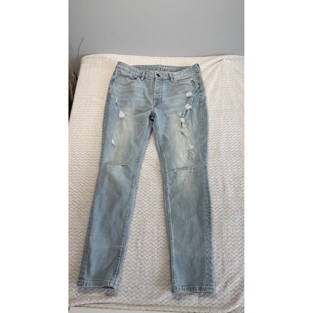 Dr. Denim Skinny Jeans Mens 36x30 Light Wash Distressed Ripped Denim 4599